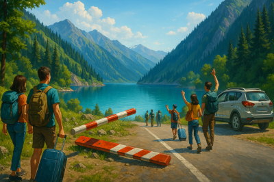 Незаконный шлагбаум возле озера Иссык демонтировали после жалоб туристов